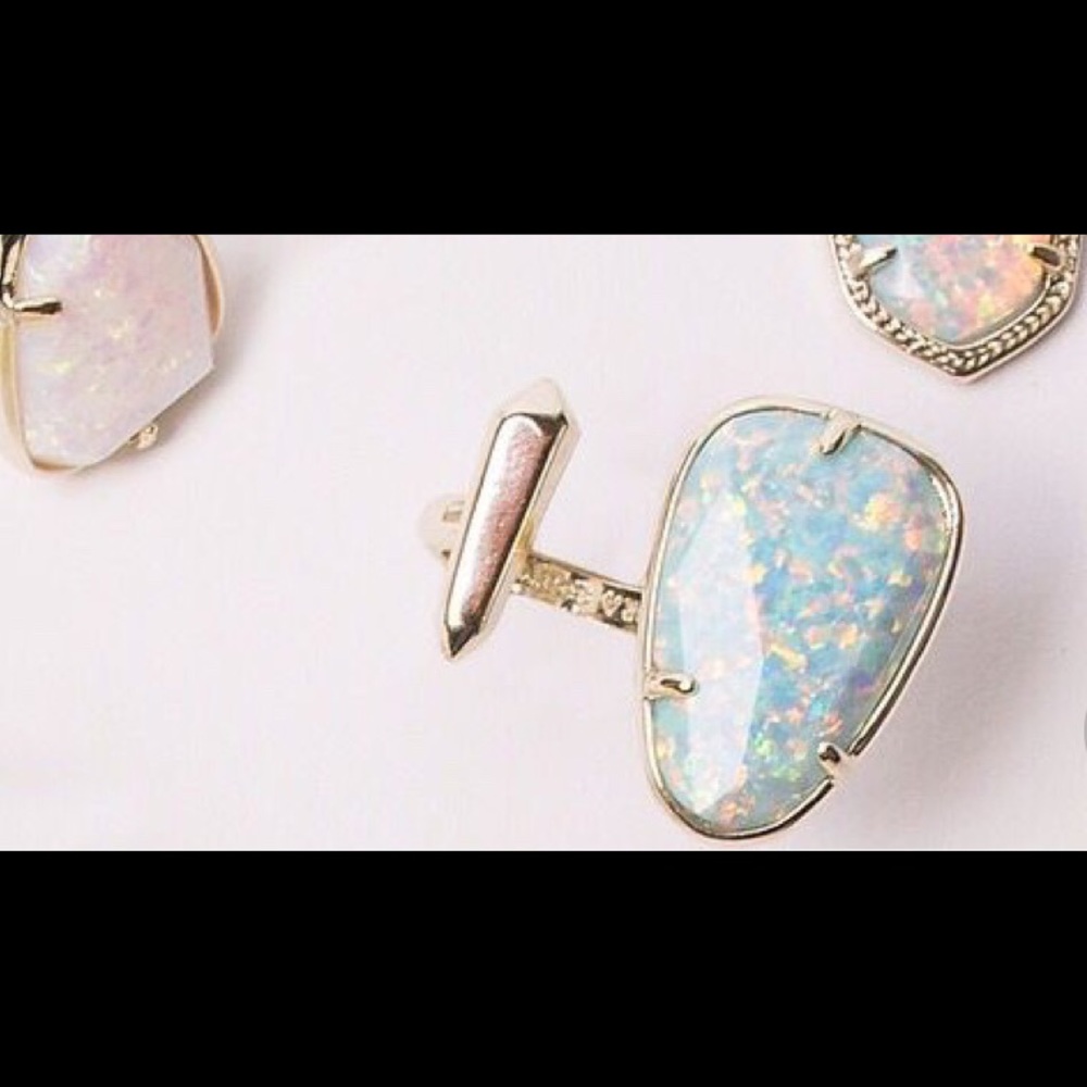 NWT Kendra Scott Aussie Aqua Opal Open Ring